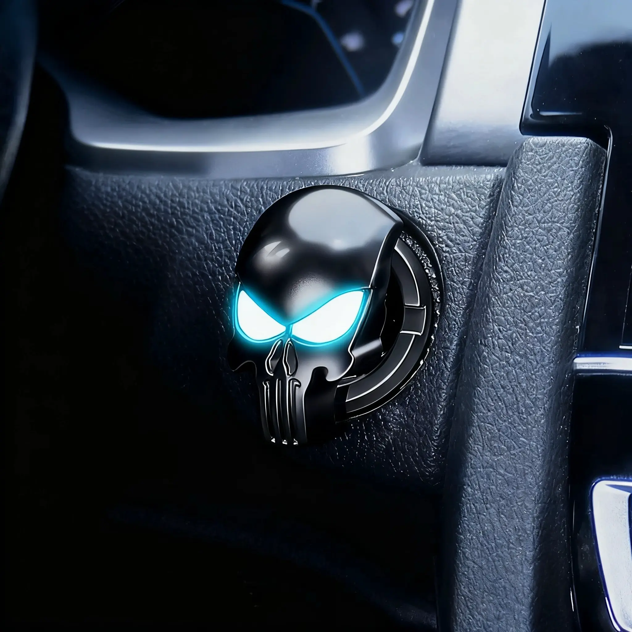 Skull Car Push Start Button Cover Stylish Engine Start Button Cover for Protection Anti Misoperation Anti Scratch Starts Stop Buttons Covers Protector Car Interior Decor Car Accessories