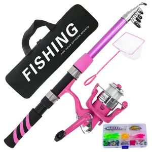 Telescopic Fishing Rod Set, Includes Pre-Threaded Spinning Reel, Full Lure Net, Beginner Family Leisure Fishing Gear