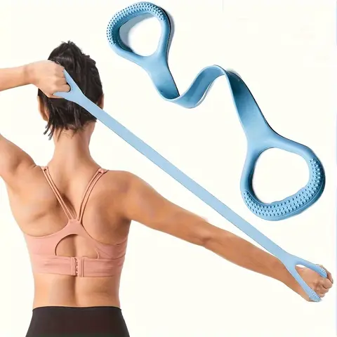 Premium 8-Shaped Loop Power Grip Resistance Band - Durable, Odorless TPE, Silicone Grip, Washable, Non-Skid, Compact Folded Home Workout Equipment for Yoga, Back Stretching, Mini Gym Bag Compatible Performance Enhancing Resistance Band, Mini Gym Bag Resis