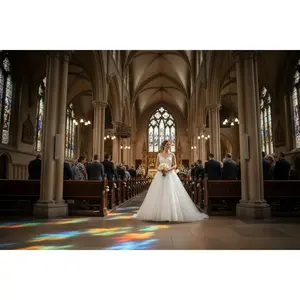 High Waist Wedding Dress With Deep V-neck
