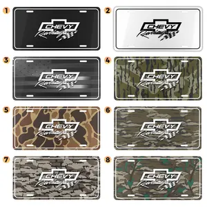 Chevy Racing Camouflage Black License Plate, 12" x 6" Custom Aluminum Vanity Tag, US Car Accessory, Perfect Gift for Car Enthusiasts