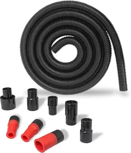 10 Foot Long Dust Collection Power Tool Hose Kit with 8 Attachments for Multiple Types/Brands of Power Tools and Work Shop Vacuums Featuring Sili Flex Fit Fittings (Hose w/ 8 Fittings)