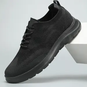 Men's Casual Mesh Breathable Solid Color Slip on Shoes, Lightweight Comfortable Sports Running Shoes,Knitted Mesh Breathable AndComfortable Platform Sneakers Closed Boy Trainer Footwear Runner Training Athletic