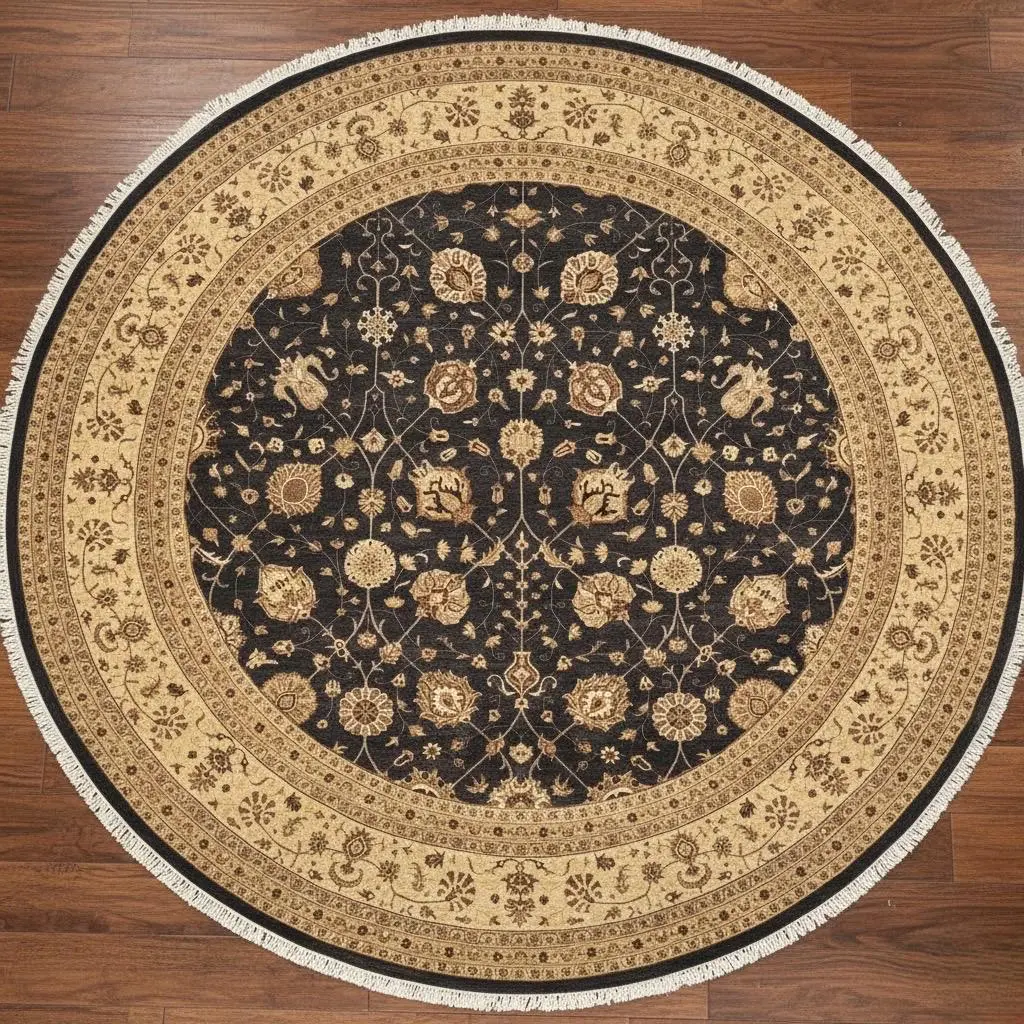 10 ft Round Hand-Knotted NZ Wool and Silk Rug - Traditional Floral Mandala Area Carpet