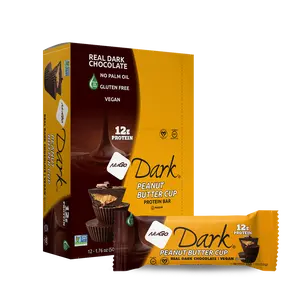 NuGo Dark Peanut Butter Cup Protein Bar, 12g Vegan Plant Based Protein, Gluten Free, Kosher Pareve, Non-GMO Verified, 12 count