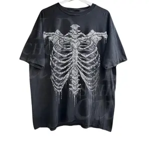 Skeleton Rib Vintage Graphic T-Shirt, Rib Cage Shirt, 90s Dark Art Horror Shirt, Retro Skeleton Gothic Tee, Grunge Shirt, Y2k Skull Tee Menswear Top