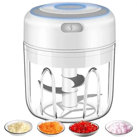37W Cordless Lightweight Electric Mini Multifunctional Home Food Processor - 1-Touch Stainless Steel & Polycarbonate Vegetable Chopper with Garlic Press, Meat Grinding, Child Lock, Compact Household Items for Seniors, Outdoor Mini Useful Items