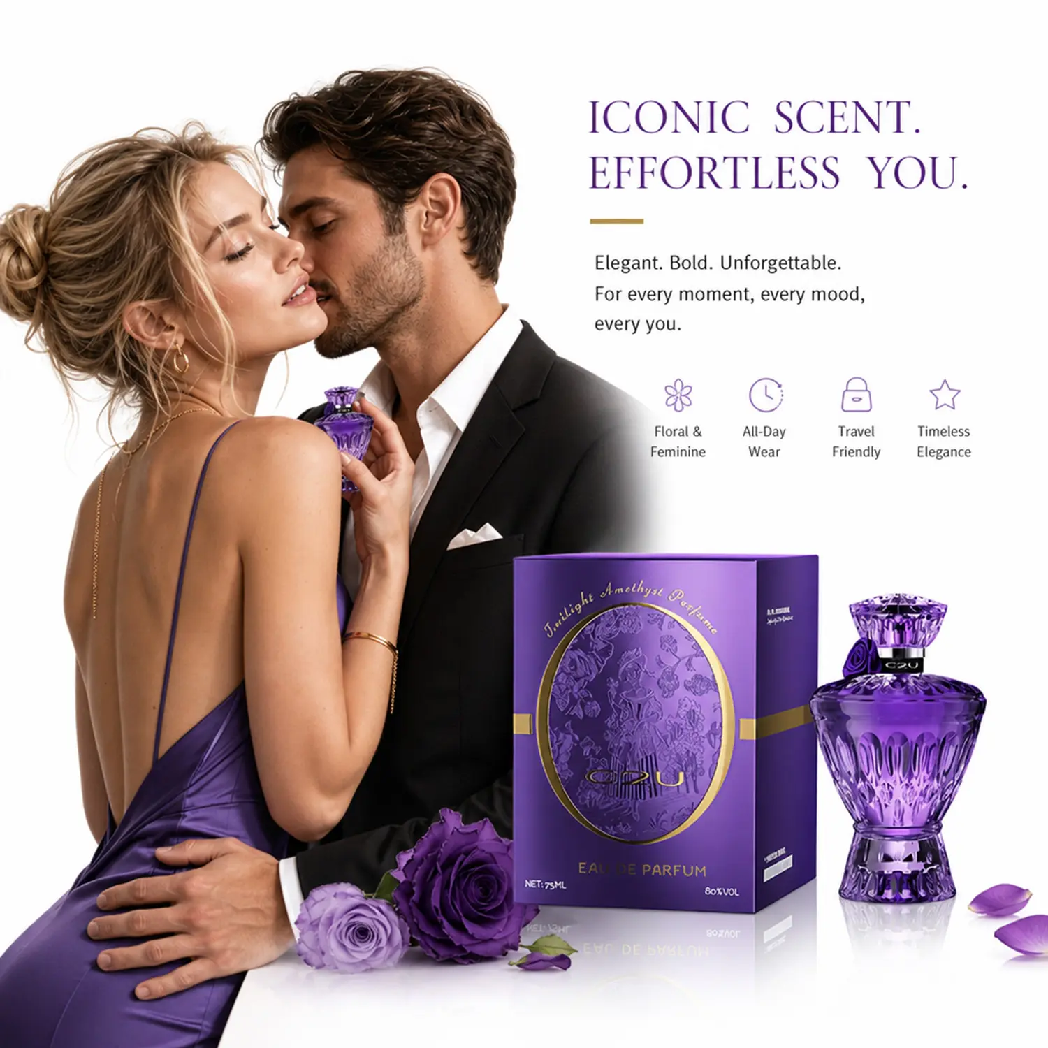Women's Pheromone Perfume Premium Pheromone Infused Formula, Long Lasting Floral and Woody Scent, Exclusively Designed to Make Him Irresistibly Attracted to You, Share a Crazy and Wonderful Night Together, Perfect Birthday Gift for Her.75ml