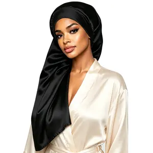 Extra Large Satin Bonnet for Curly Hair Sleeping, Silk Hair Bonnet with Tie Band for Braids & Long Hair