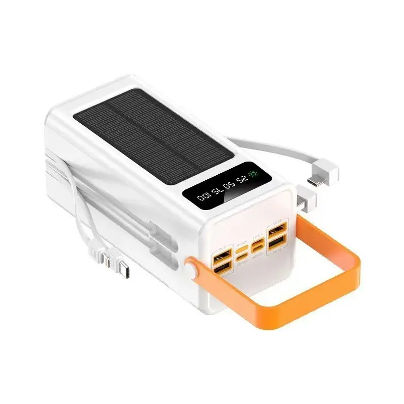 200,000mAh (>20000mah) Solar-Powered Outdoor Power Bank - 120W Fast Charge, Built-In Cable, Compact, Multiple USB Output Ports, Durable Batteries for Home Improvement Electrical Accessories