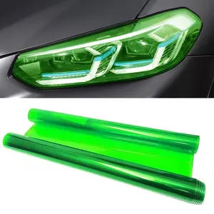 Tint Film For Taillight Headlight Fog Light  12*48 Inches Vinyl Self-adhesive Car Tail Tape Cover Protection Color Shiny Chameleon Sticker (green)
