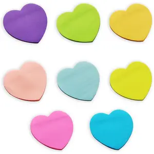 8 Pads 240 Sheets Heart-Shaped Sticky Notes, 3x3 Inch Multicolor Self-Stick Memo Pads, Bright Pastel Colors for Office School  Planner Decoration