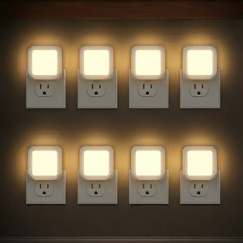 【GLEAM】8 Pack Night Lights Plug into Wall, Dusk to Dawn Nightlight Led Night Lights for Bedroom, Bathroom, Hallway Warm White Home Lighting