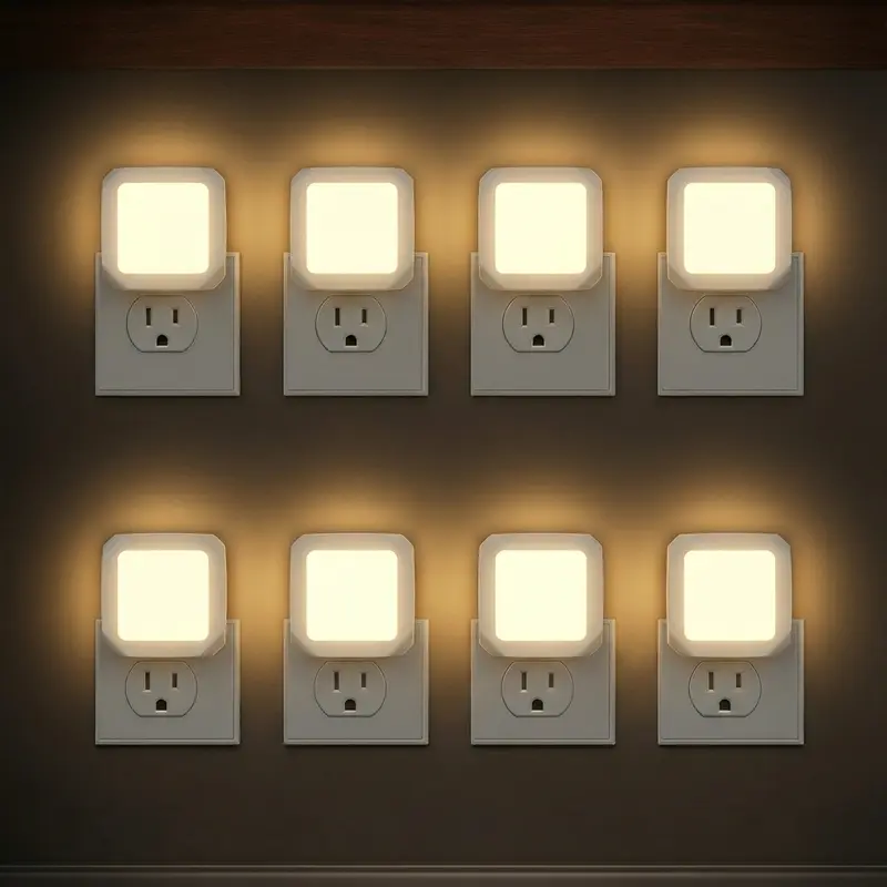 【GLEAM】8 Pack Night Lights Plug into Wall, Dusk to Dawn Nightlight Led Night Lights for Bedroom, Bathroom, Hallway Warm White Home Lighting