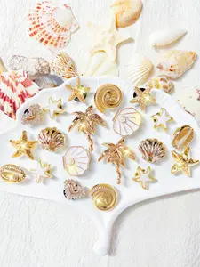 20pcs Ocean Series Shoe Accessories, Starfish, Palm Tree, Shell, Conch, Heart Decorations, DIY Footwear Embellishments