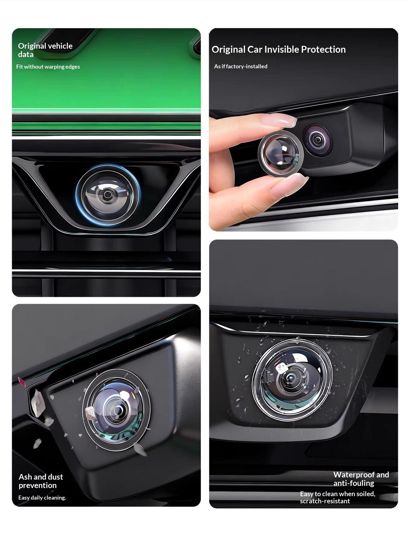 4pcs Car Camera Protective Cover Lens Cap Front-Specific for Rear 360 Parking View Weatherproof Dust & Stone Protection