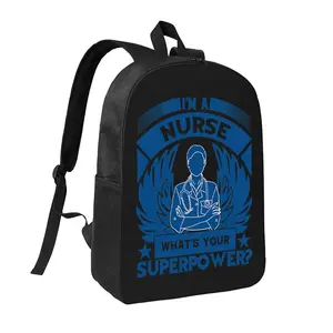 Nurse Backpack 17in I'm A Nurse Whats Your Superpower Street Style Casual Daypack Lightweight Bookbag