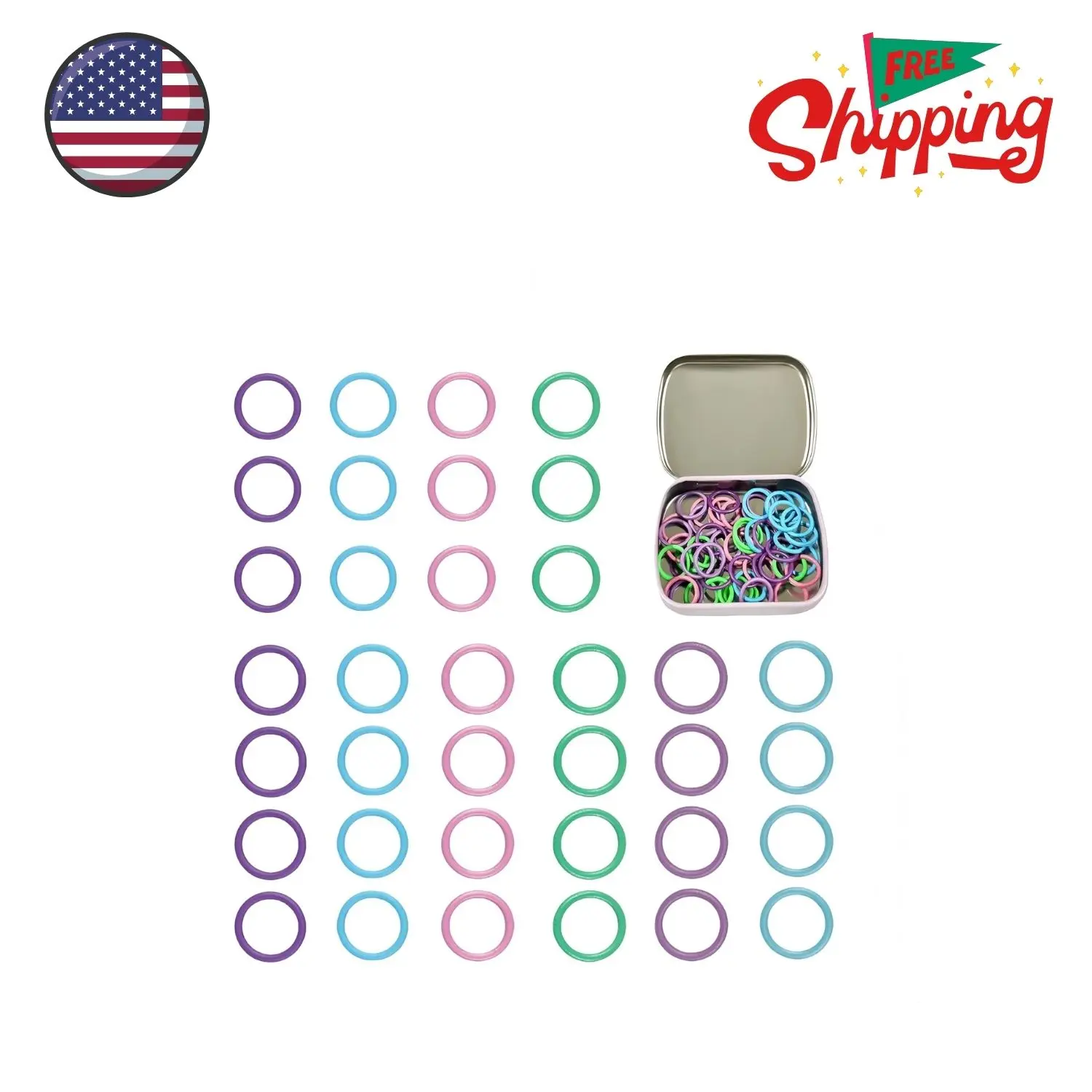 50Pcs Round Metal Stitch Markers,Metal Colorful Crochet Stitch Markers