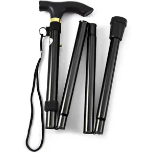 Folding Lightweight Walking Stick - Adjustable Aluminum Metal Collapsible Travel Cane with Non-Slip Rubber Base Comfkey
