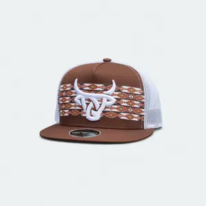 Lost Calf Koda Brown/White Flat Bill Trucker Hat