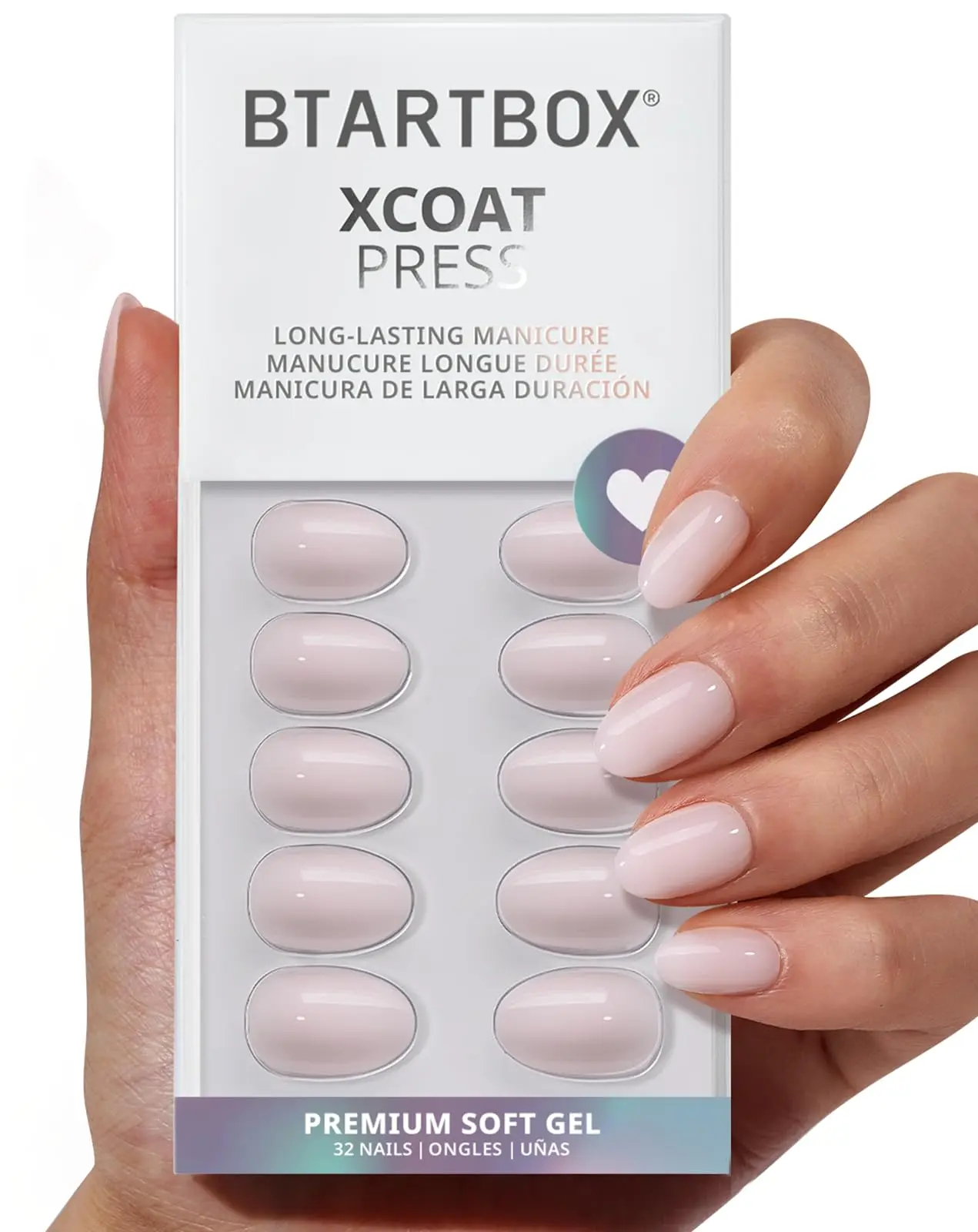 BTArtbox Press On Nails, Power Calm, Extra Short Almond, Nude Pink, 32Ct | Lamp-Curable 4-Week Wear, Salon-Quality Natural Nails, 10-Minute Easy Daily Application, 16 Sizes, All-in-One Complete Kit