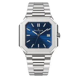 Oceaneva Men's Tenuis Ultra-Thin Automatic Watch - Blue, Swiss Movement, 10mm Case, 100M Water Resistant