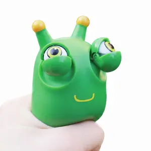 Evil Fun Toys Squishy Green Pop-Up Grass Worm Squeeze Stress Relief Toy Bouncing Eyed Worm Fun Gift for Adults & Children Safe Portable Decompression Toy