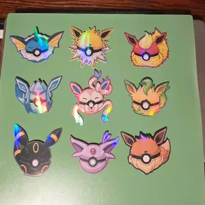 Eevee Stickers - Set of 9 Vibrant Pokemon Characters for Kids and Collectors