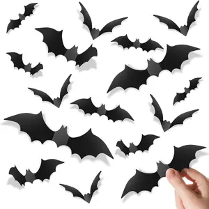 Halloween Decoration Set, 120pcs Realistic PVC 3D Scary Bat Stickers, DIY Wall & Window Decals for Home, Party, Indoor Use, Decorative Wall Sticker