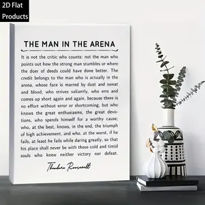 2D Flat, 1pc (Framed Frameless Poster Optional) "The Man in the Arena" Wall Art - 2D Flat Canvas, Ready to Hang, Perfect for Bedroom, Home & Office Decor - Ideal Gift for Him or Her, Wall Decor, Perfect for Room Decor