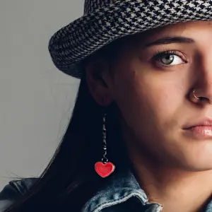 Red Ceramic Heart Earrings