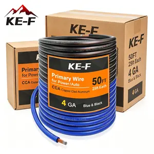 KE-F 50FT 4 Gauge 4 AWG Heavy Duty Flexible Corrosion-Resistant Automotive Battery Cable Copper Clad Aluminum 12V Wire Amp Wire Kit 12V Cable Wire for Car Truck RV Boat