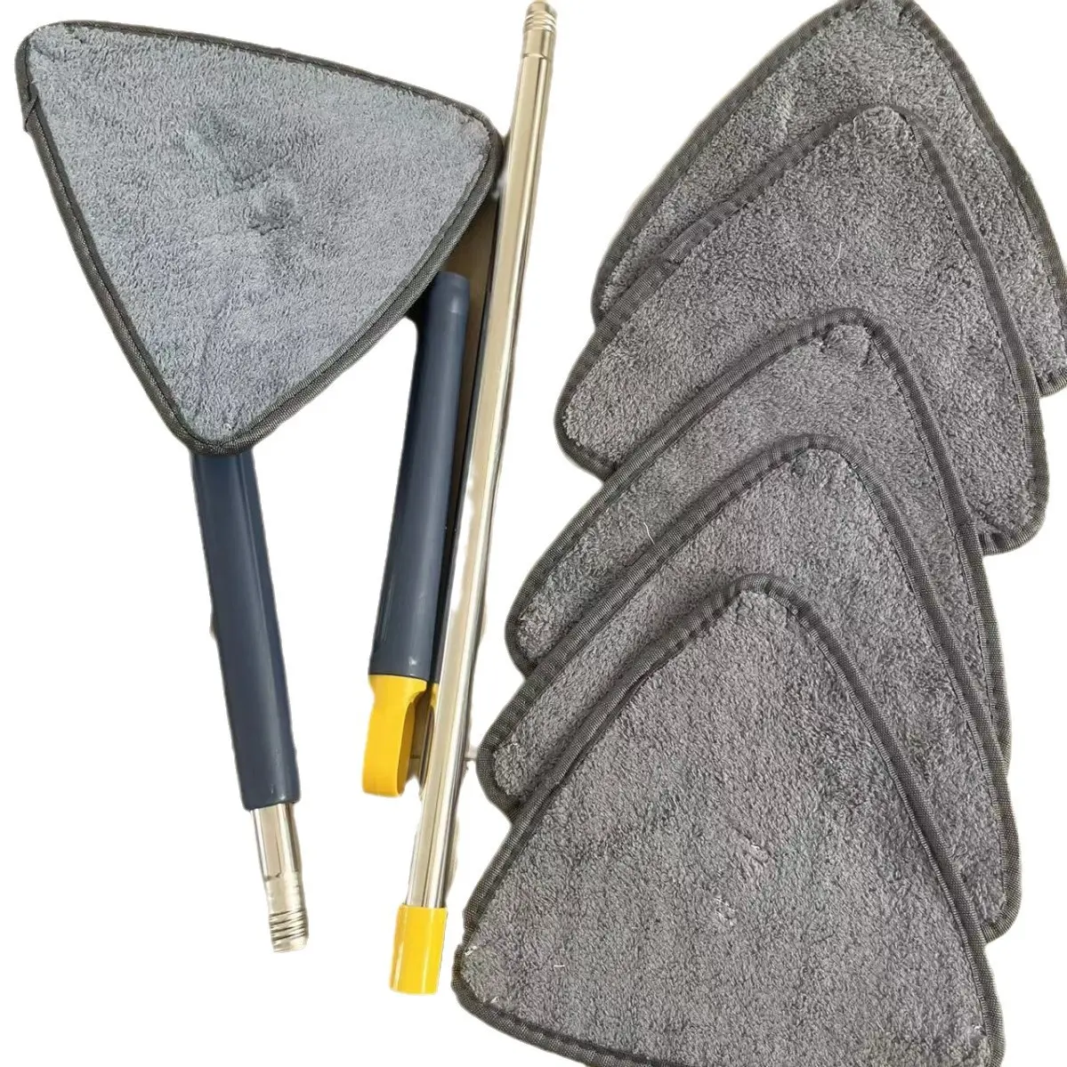 360 Degree Rotatable Adjustable Cleaning Mop,52.1'' Telescopic Triangular Mop with Automatic Water Squeezing Function for Floor Window Ceiling,with 5 Replacement Microfiber Pads (Blue)