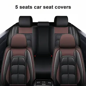 Universal for Car SUV Sedan Front & Rear Car Seat Covers Leather, 5 Seat Covers Full Set Cushion Protector Anti-Slip Mat Protector, Waterproof Breathable Leather Pad Non-Slip