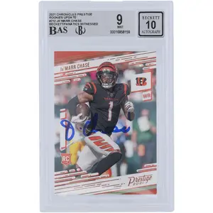 Ja'Marr Chase Cincinnati Bengals Autographed 2021 Panini Prestige #212 Beckett Fanatics Witnessed Authenticated 9/10 Rookie Card - Fanatics Authentic Certified