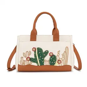 Cactus 3D Embellished Embroidered Crossbody Bag - Montana West