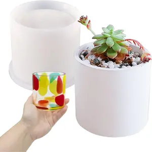 Large 2.95" Inner Diameter Cylinder Silicone Resin Concrete Mold DIY Flower Pot Planter for Epoxy Plaster Clay Craft Jewelry Storage Trinket Holder Home Decor