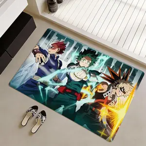 My hero academia anime Floor Mat Non-Slip Soft Flannel Thickened Rug Indoor Door Mat Absorbent Wear-Resistant Floor Mat for Living Room Hallway Entryway Durable Non-Skid Home Decoration Mat, Home Decor Rugs, for Indoor Daily Use
