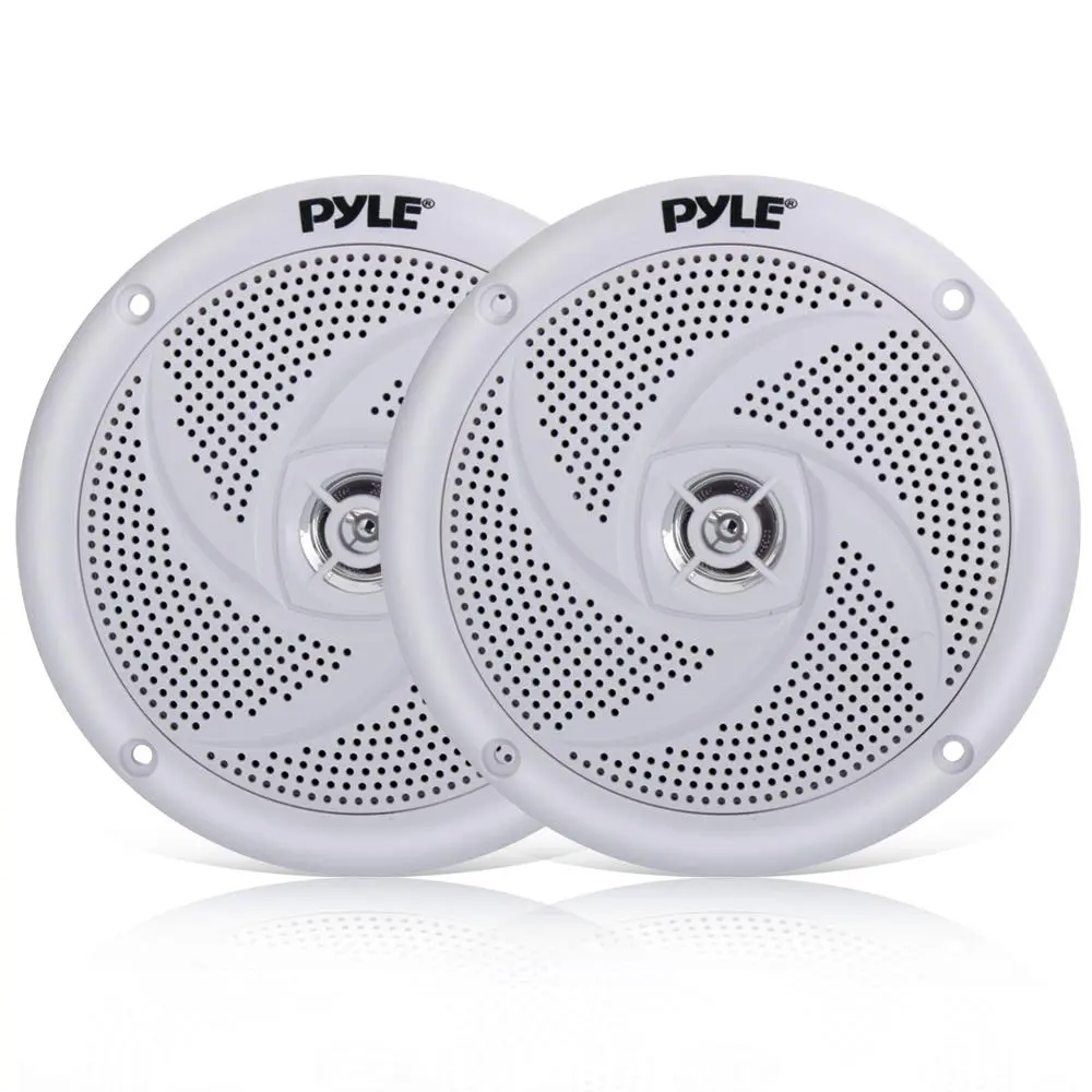 5.25" Low-Profile White Marine Outdoor Speakers, 180W Waterproof Aluminum Audio Stereo, Resistant Loudspeaker with 5.4 oz Magnet Component for Boat & Off-Road Vehicles, 80Hz-18kHz, Manual Install