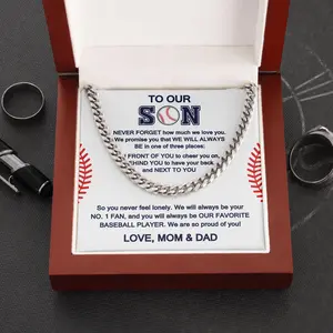 Baseball Sport Son Necklace, Cuban Link Chain Gift For Baseball Son, Baseball Player, Baseball Son Christmas, Baseball Son Gift From Mom Dad. Baseball Sport Son, Baseball Player, Baseball Chain, Sports Jewelryy, Sports Gift For Son, Baseball Son Gift