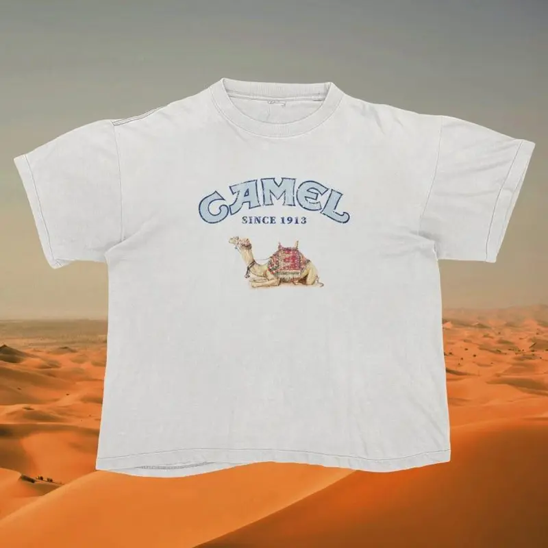 Vintage Camel T-shirt, Y2k Vintage Graphic T-Shirt, Vintage 90s Style shirt, Washed Retro , Unisex smoking 1800s Graphic Shirt Prints, Trendy funny  graphic  tees vintage  graphic  tees graphic  tees  y2k Vintage Letter Print Casual Tee vintage shirt