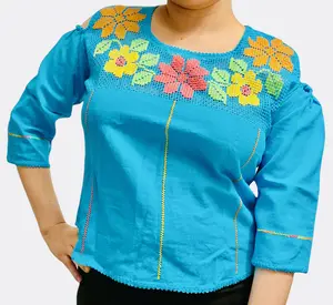 Sky Blue Blouse Floral