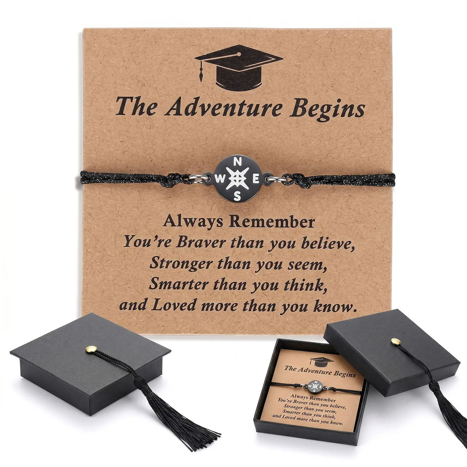 Veliora Gift B Graduation Gifts for Her Him Kindergarten Class of 2026 Cool High School College Graduation Gift 5th 8th Grade Teen Girl Boy Bracelet Women Jewelry Cards Middle School Nurse Senior Daughter Student Adjustable Cuffs Zen Fidget Stretch
