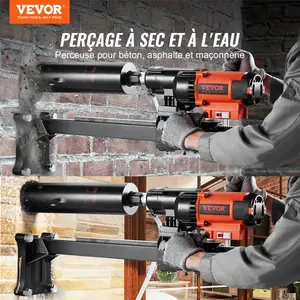 VEVOR Diamond Core Drilling Machine, 8in Wet&Dry Concrete Core Drill Rig with Stand, 750RPM Speed & 1-1/4" 5/8" Thread & Lifting Handle, 8in Drilling Diameter for Concrete Brick Block Stone, 2500W