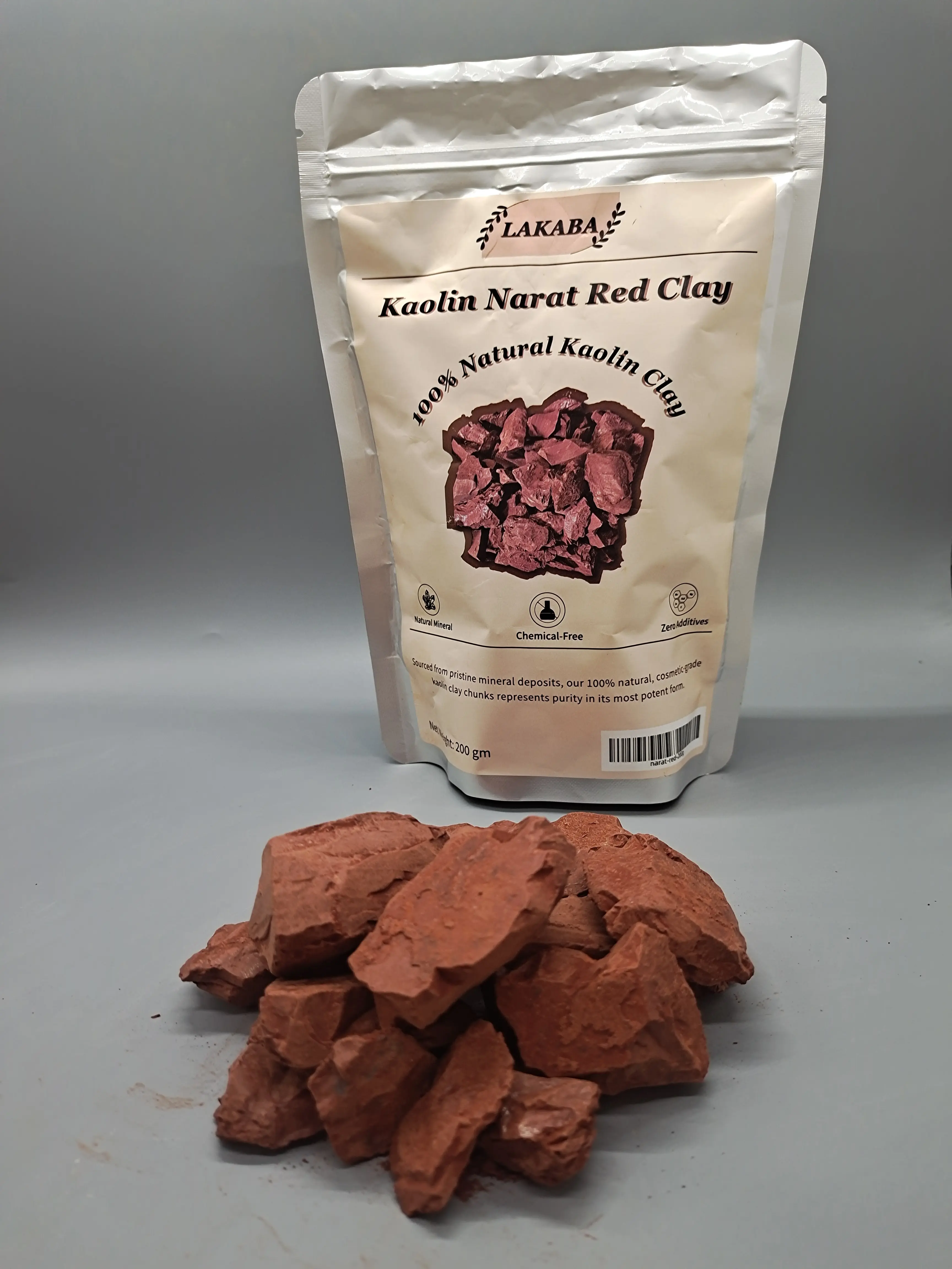 Lakaba Premium Narat Red Clay Powder (200g/7oz) - Pure Cosmetic Grade Kaolin, No Additives, All Natural, Gentle Cleansing, Oil Control, Mild Exfoliation, Pore Care, Daily Use, Radiant Complexion, Smoothing, Skin Repair for Facial Mask & Sensitive Skin, Re