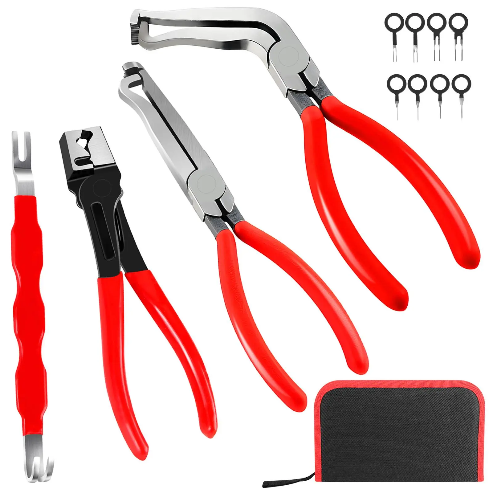 4 PCS Electrical Disconnect Pliers Set, Connector Disconnect Plier & Automotive Electrical Connector Separator Tool & Fuel Line Petrol Clip Pipe & Hose Clamp Pliers