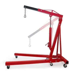 Stark USA 2 Ton Red Hydraulic Engine Hoist Cherry Picker Shop Crane with 4000 lb Capacity & 8 Adjustable Positions for Automotive & Ag Repair