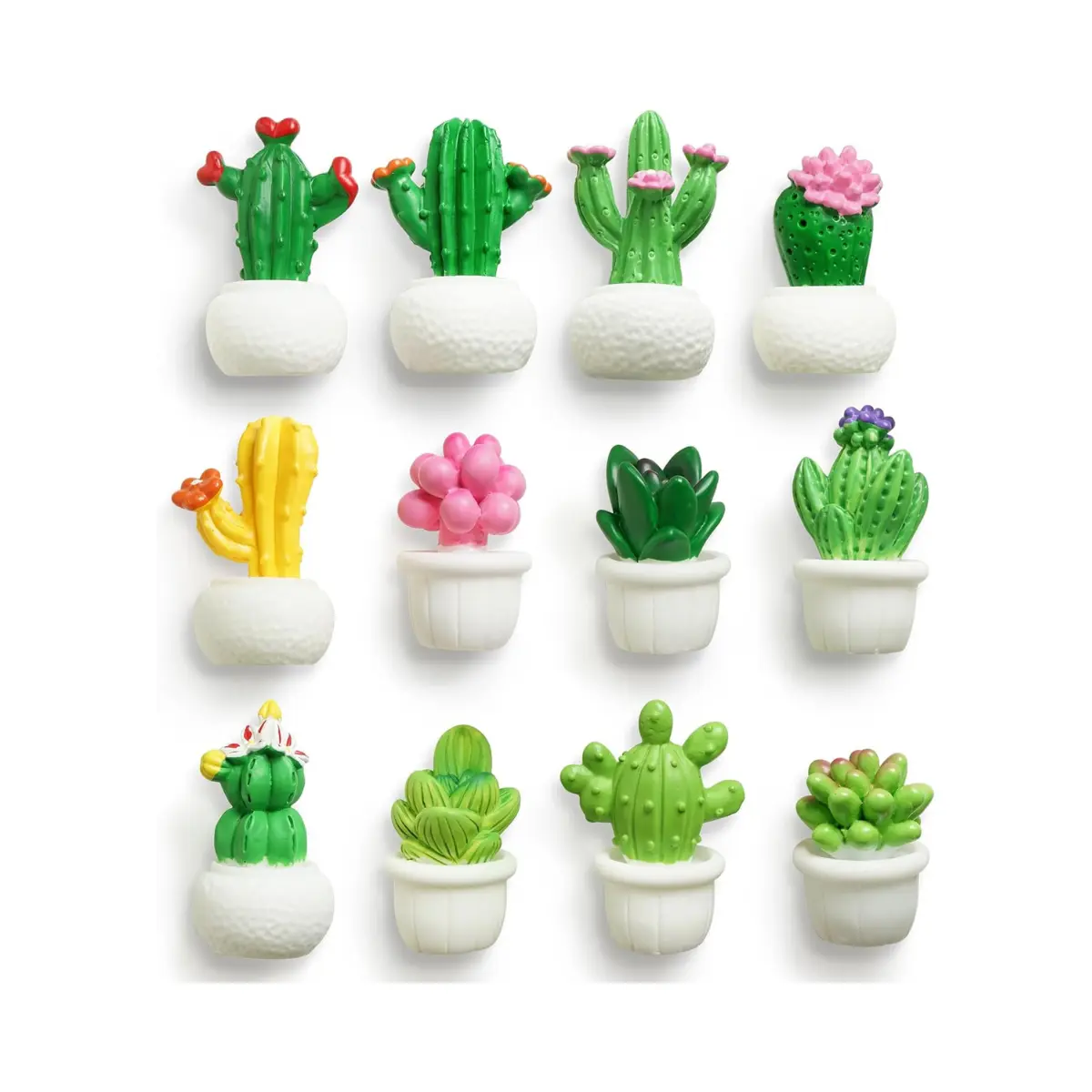 12PCS 3D Cactus Fridge Magnets Cute Refrigerator Magnets Decorative Kitchen Office Magnets