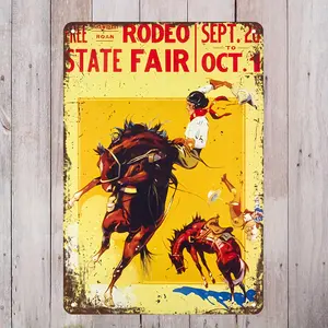 Vintage Cowgirl & Rodeo Metal Wall Art - 8x12" Retro Western Decor for Home, Bedroom, Garage, or Garden - Rustic Iron Sign with Strawberry Design