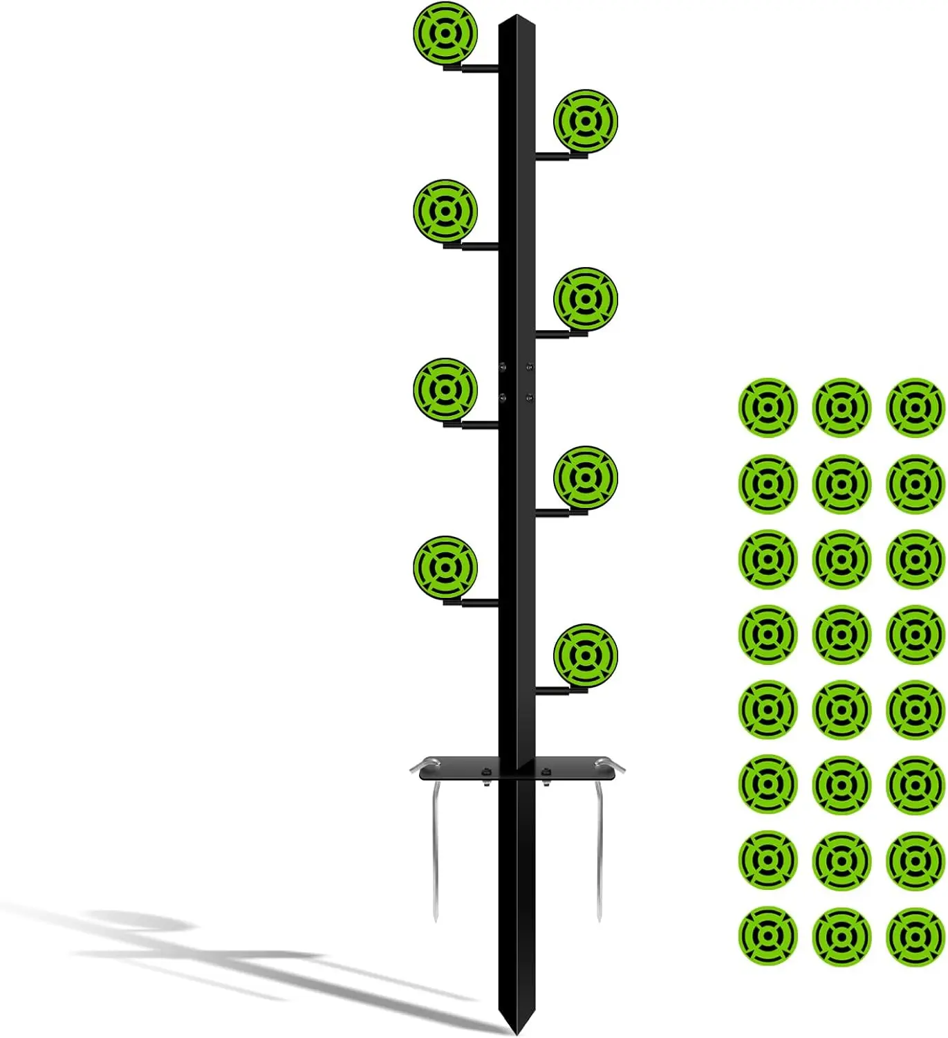 Outdoor Heavy-Duty Metal Dueling Tree Target Stand with 8 Steel Plates, Alloy Rotating Swing Target for Shooting Practice